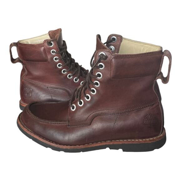 Timberland - Earthkeepers Moc toe Leather Brown Plum Boots size 8 - Picture 13 of 14